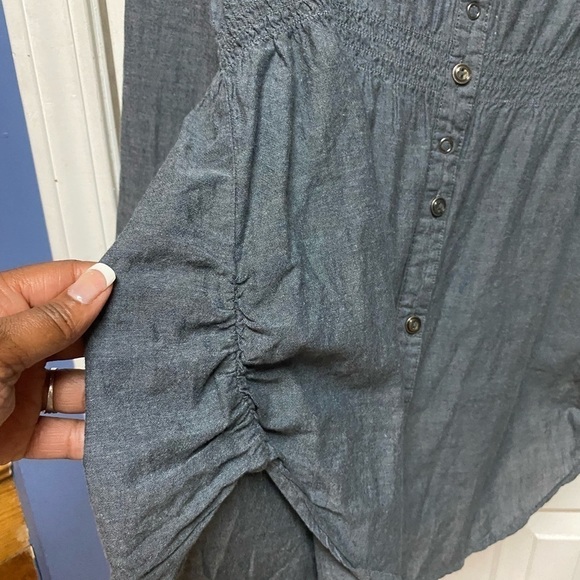 Copper Key Womens Gray Button Up Top Size xL Long Sleeve Cinch side and front - Picture 7 of 11